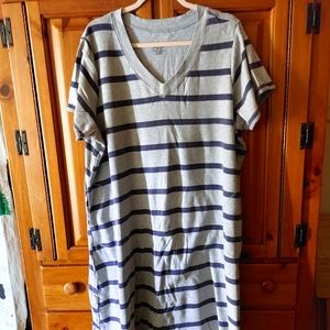 Dreams Co, 2X, navy/Grey strip, night dress